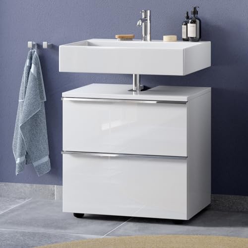 Zentrobad Premium Badezimmer Unterschrank 60 cm weiß, passend zu Allen Wand-Waschbecken von Zentrobad