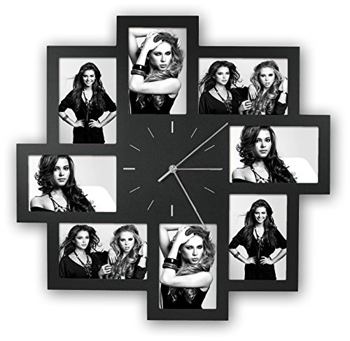 ZEP Foto-Uhr Trieste schwarz für 8 Fotos 10x15cm, aus Kunststoff, zum Hängen von Zep