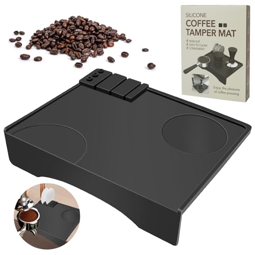 Tampermatte Silikon Espresso Tamper mit Kantenschutz - Premium Barista-Zubehör Kaffee Tamper Matte Stellplatz mit Einkerbung für den Siebträger & Latte Art-Stift - Ideales Siebträger Zubehör 25x16cm von ZephyrCraft
