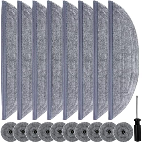 ZephyrCraft 17 Stück Zubehörset für Roborock S8 MaxV Ultra, 8 Wischtücher, 8 Seitenwischer, 1 Schraubendreher, Kompatibel mit Roborock S8 Maxv Ultra Saugroboter Ersatzteile von ZephyrCraft