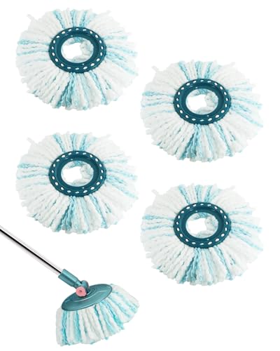 ZephyrCraft 4 Stück Ersatzköpfe für Leifheit Clean Twist Disc Mop, Mikrofaser Wischbezug für Hartböden, Hohe Wasser- und Schmutzaufnahme von ZephyrCraft