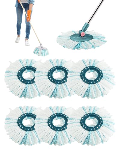 ZephyrCraft 6 Stück Ersatzköpfe für Leifheit Clean Twist Disc Mop, Mikrofaser Wischbezug für Hartböden, Hohe Wasser- und Schmutzaufnahme von ZephyrCraft