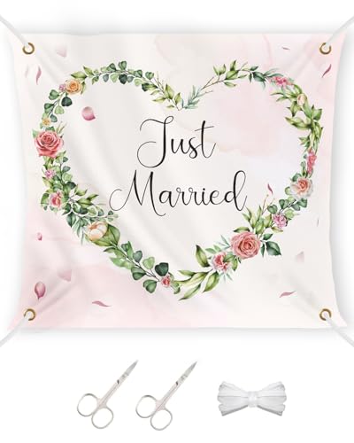 ZephyrCraft Hochzeitsherz 200x180cm inkl. 2 Scheren, Bettlaken Hochzeit Herz Ausschneiden als Hochzeitsspiel und Standesamt Überraschung, Hochzeitsdeko und Geschenk zur Hochzeit von ZephyrCraft