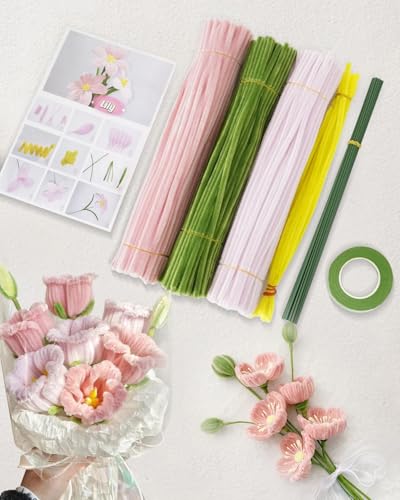 ZephyrCraft 342 Stück Pfeifenreiniger Set, 4 Farben Chenilledraht für Basteln und Dekorieren, Bunt Plüschdraht DIY Craft Projekte, Pfeifenputzer zum Basteln, Floristenbedar von ZephyrCraft
