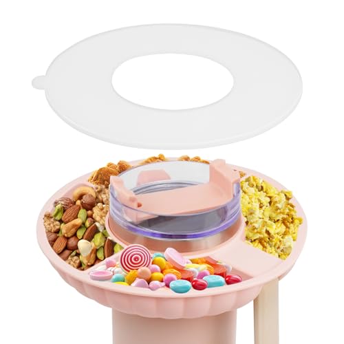 ZephyrCraft Snackteller für Stanley Cup Zubehör 40oz - Snackschale mit 4 Fächern in Pink, kompatibel mit Stanley Quencher - Stanley Cup Snackschale aus Silikon für Süßigkeiten und Dips von ZephyrCraft