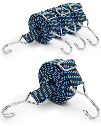 ZephyrCraft Verstellbare Spanngummi mit Haken, 4er-Set 2M - Extra Starke Gepäckspanner, Expander, Gummiseil für Fahrrad, Motorrad, Auto, Camping von ZephyrCraft