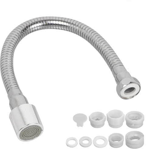 ZephyrCraft Wasserhahn Verlängerung 30cm – 360° Schwenkbarer Wasserhahn Aufsatz mit 2 Strahlmodi, Flexibler Edelstahl-Schlauch, 6 Adapter für Küche & Bad von ZephyrCraft