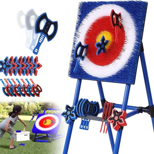 ZephyrGlow Professionelles Turnier-Set Axtwurf/Dart, 2-in-1-Axtwurf Und Rasen Dart Kombi Hinterhof Spielset, 8 ausbalancierte Wettkampfäxte + 8 Tungsten-Dartpfeile von ZephyrGlow