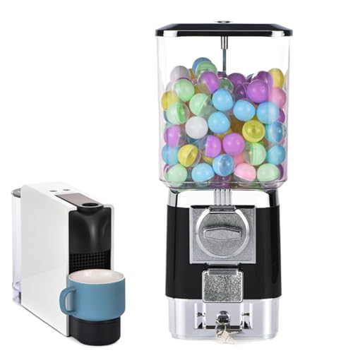 ZephyrGlow Verkaufsautomat mit Metallständern und Durchsichtigem Kaugummiautomat, kommerzieller MüNzkaugummiautomat für Geschäfte, Süßigkeitenspender mit Party-Funktion,Black von ZephyrGlow