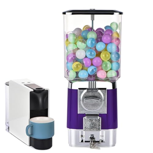 ZephyrGlow Verkaufsautomat mit Metallständern und Durchsichtigem Kaugummiautomat, kommerzieller MüNzkaugummiautomat für Geschäfte, Süßigkeitenspender mit Party-Funktion,Purple von ZephyrGlow