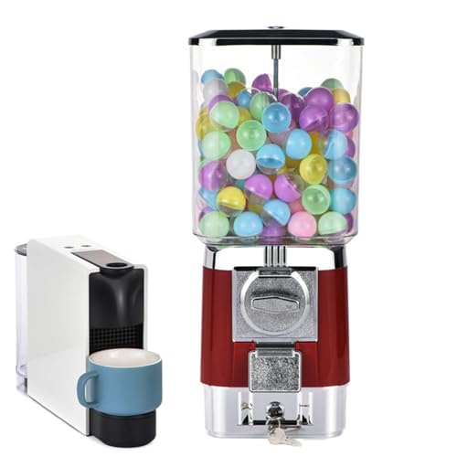 ZephyrGlow Verkaufsautomat mit Metallständern und Durchsichtigem Kaugummiautomat, kommerzieller MüNzkaugummiautomat für Geschäfte, Süßigkeitenspender mit Party-Funktion,Red von ZephyrGlow