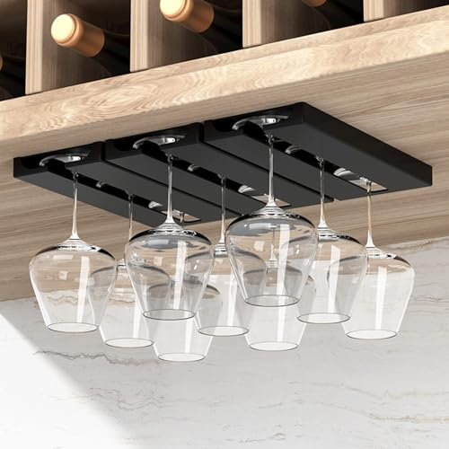 2 Stück Weinglashalter，Glashalter Hängend，weinglashalter wand，stemware gläserhalter，Weingläser Halter Unter Dem Schrank，Schraubenlose HäNgen，Glashalter Geeignet FüR KüChe,Hotel,Bar,Restaurant(Schwarz) von ZephyrHome
