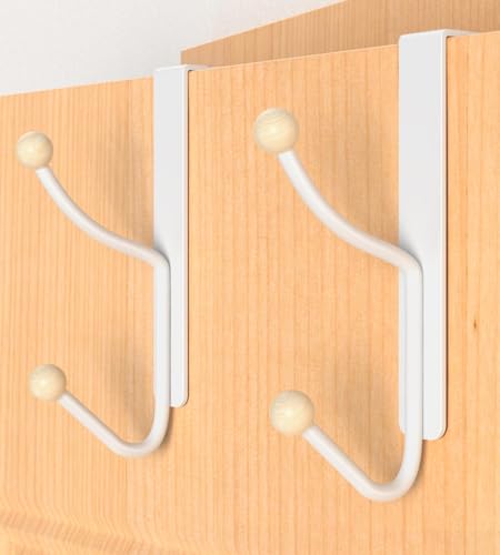 2er-Pack weiße Metallhaken,multifunktionale Türhaken mit Anti Rutsch Eigenschaften zum Aufhängen stabiler Türgarderoben,perfekt für Schlafzimmer,Badezimmer und Küchen,Einfache Montage ohne Bohren von ZephyrHome