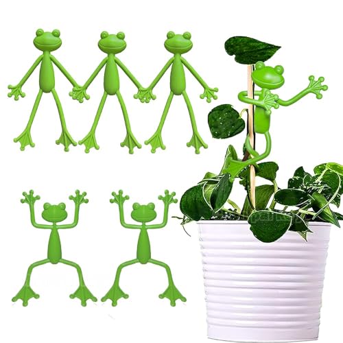 5 Stück Frosch Pflanzenclips Rankhilfe Pflanzenhalter für Kletterpflanzen wiederverwendbar flexibel dekorativ Pflanzenstütze aus Kunststoff für Blumentopf Garten Innen Außen zur Pflanzenbefestigung von ZephyrHome