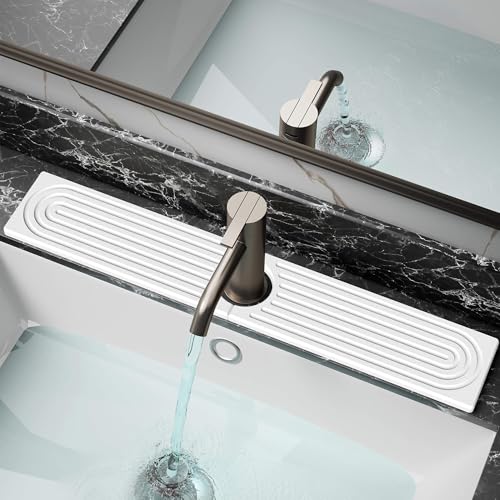 Abtropfmatte Spüle Wasserhahnmatte Stein Kieselgur Schnell Trocknend Saugfähig Anti-Rutsch Wasserhahn Spritzschutz für Küche und Waschbecken Lange Matte für Spülbecken Arbeitsplatte Badezimmer60x10cm von ZephyrHome