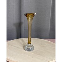Vintage Knochenvase, Gelbe Bernsteinglasvase, Vase, 1960Er Jahre Aseda Glasbruk Of Sweden, Kunstglas, Einzelblumenvase von ZephyrVintageShop