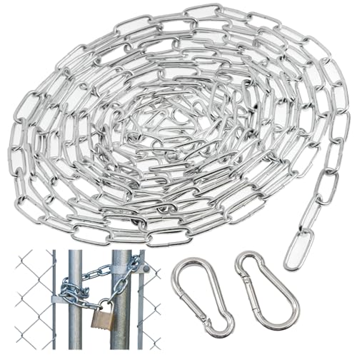Zephyra 304 Edelstahlkette 4M Φ2mm – Gliederkette Meterware mit Karabiner, Rundstahlkette aus 304 Edelstahl zum Aufhängen, für Hundekette, Hängesessel, Ankerkette, Schwenkkette von Zephyra