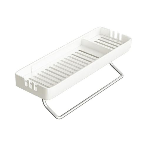 Badezimmerregale, Badezimmer-Aufbewahrungsregal, wandmontierter Dusch-Caddy-Organizer mit Handtuchhalter, bohrfreie Kunststoff-Aufbewahrungsregale for Badezimmer und Küche, Beige , für Badezimmer/Wohn Badezimmerregale, Badezimmer-Aufbewahrungsregal, wandmontierter Dusch-Caddy-Organizer mit Handtuchhalter, bohrfreie Kunststoff-Aufbewahrungsregale for Badezimmer und Küche, Beige , für Badezimmer/Wohn von Zephyria