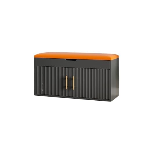Flurbank mit Schuhplatz A shoe-changing stool with storage and soft-padded cushions for home use at the entrance Multifunktionaler Schuhorganizer für vor(Orange,60cm) von Zephyria