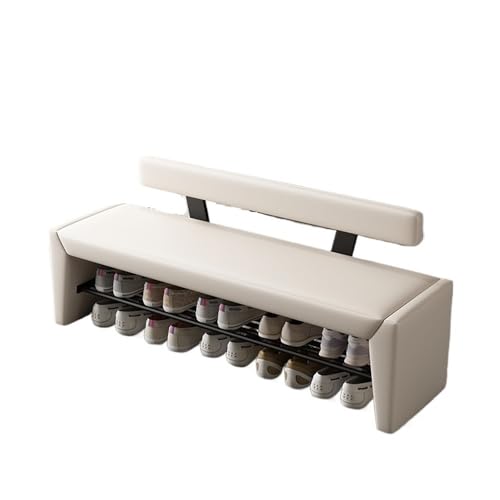 Flurbank mit Schuhplatz Entryway Shoe Bench with Backrest - Sturdy Rest Stool for Home & Commercial Multifunktionaler Schuhorganizer für Vor(Beige,80cm) von Zephyria