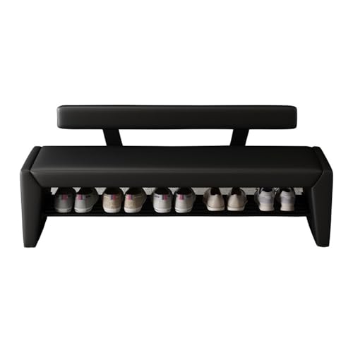 Flurbank mit Schuhplatz Entryway Shoe Bench with Backrest - Sturdy Rest Stool for Home & Commercial Multifunktionaler Schuhorganizer für Vor(Black,100cm) von Zephyria