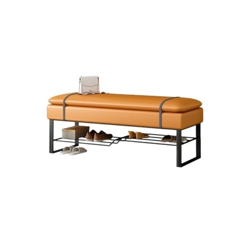 Flurbank mit Schuhplatz Hallway shoe bench with storage function, simple bedside bench Multifunktionaler Schuhorganizerhocker für Vor(Orange,120cm) von Zephyria