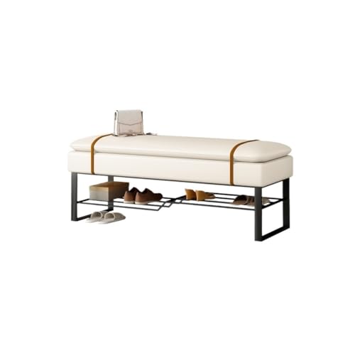 Flurbank mit Schuhplatz Hallway shoe bench with storage function, simple bedside bench Multifunktionaler Schuhorganizerhocker für Vor(White,120cm) von Zephyria