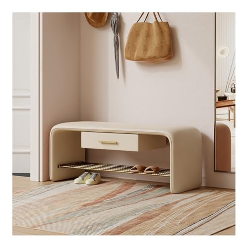Flurbank mit Schuhplatz Minimalist Shoe Bench, Entryway Seating Stool for Living Room, Single Tier Multifunktionaler Schuhorganizerhocker für Vor(Beige,80cm) von Zephyria