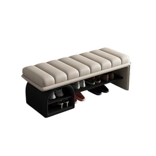 Flurbank mit Schuhplatz Shoe Bench Multi-functional Long Seating Stool for Hallway & Shoe Storage Multifunktionaler Schuhorganizer für Vor(Beige,100cm) von Zephyria