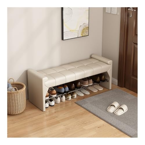Flurbank mit Schuhplatz Shoe-changing stool - A soft-padded shoe-wearing bench for the entrance foyer Multifunktionaler Schuhorganizer für Vor(Beige,80cm) von Zephyria