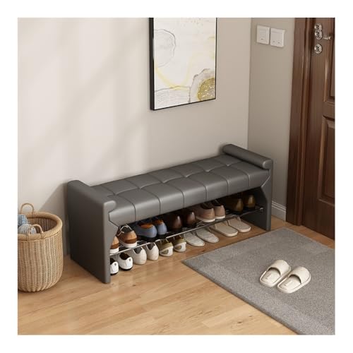 Flurbank mit Schuhplatz Shoe-changing stool - A soft-padded shoe-wearing bench for the entrance foyer Multifunktionaler Schuhorganizer für Vor(Gray,60cm) von Zephyria