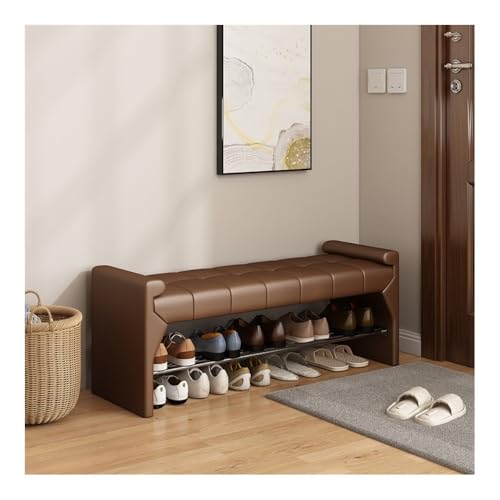 Flurbank mit Schuhplatz Shoe-changing stool - A soft-padded shoe-wearing bench for the entrance foyer Multifunktionaler Schuhorganizer für vor(Brown,80cm) von Zephyria