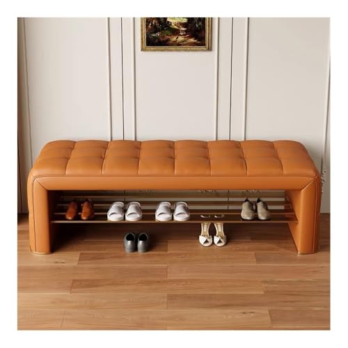 Flurbank mit Schuhplatz Soft Padded Entryway Bench - Shoe Storage Stool with Cushioned Seat for Home Multifunktionaler Schuhorganizer für Vor(Orange,120cm) von Zephyria