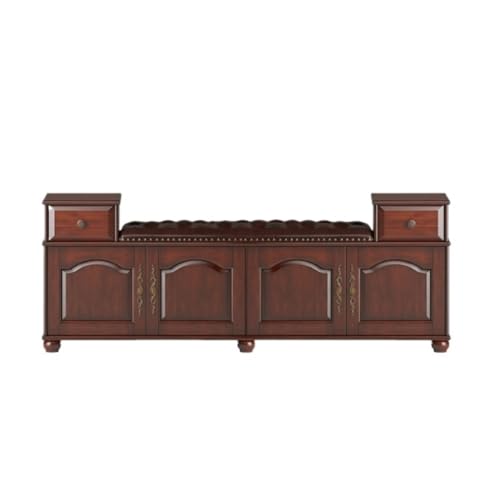 Flurbank mit Schuhplatz Solid Wood Shoe Bench with Storage, Entryway Long Seating Bench Multifunktionaler Schuhorganizerhocker für Vor(Walnut color) von Zephyria