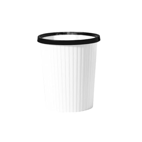 Schlankes, platzsparendes Design, Gestreifter Mülleimer ohne Deckel, großes Fassungsvermögen, for Küche, Bad, Wohnzimmer, allgemeine Zwecke Mülleimer für Zuhause, Büro, Badezimmer(White,S) von Zephyria