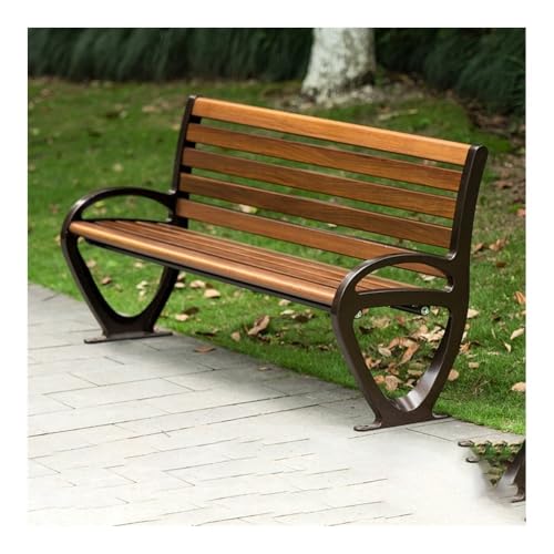 Zephyria Gartenbank für draußen, Aluminium-Außenbank mit Rückenlehne, Gartenparkstuhl for den Terrassenhof, Perfekt für Terrasse, Rasen oder Hinterhof(Brown,L) von Zephyria