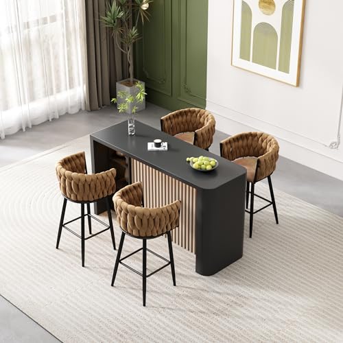 Zepneiy Esszimmerstühle 4er Set drehbar, Drehstuhl Vier Stützbeinen aus Metall, Stuhl luxuriöses Wohnzimmer Aus Samt Braun von Zepneiy
