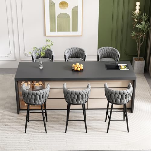 Zepneiy Esszimmerstühle 6er Set drehbar, Drehstuhl Vier Stützbeinen aus Metall, Stuhl luxuriöses Wohnzimmer Aus Samt Grau von Zepneiy