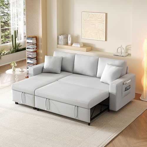 Zepneiy Sofa mit Schlaffunktion, Big Sofa 3 Sitzer Sofa L Form Modernes Design, Sofa-Chaiselongue mit Stauraum und Taschenbecherhalter, Wohnzimmer Möbel Schlafsofa, Links und Rechts Austauschbar von Zepneiy