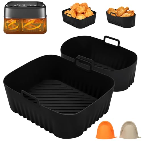 2 Stück Silikonform Heißluftfritteuse Zubehör für Philips Dual Basket Airfryer 3000-serie 6L/3L, Heißluftfritteuse Silikonform Airfryer Zubehör für Philips Airfryer Dual Basket 3000 von Zepphi