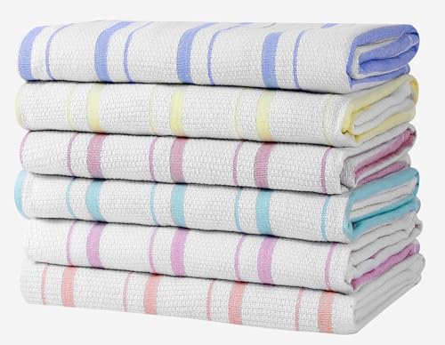 Zeppoli klassische Küchentücher, Handtuchset aus 100 % natürlicher Baumwolle, wiederverwendbare Reinigungstücher in Großpackung, Geschirrtücher, super-saugfähig, maschinenwaschbare, 51 x 71 cm, 6 von Zeppoli