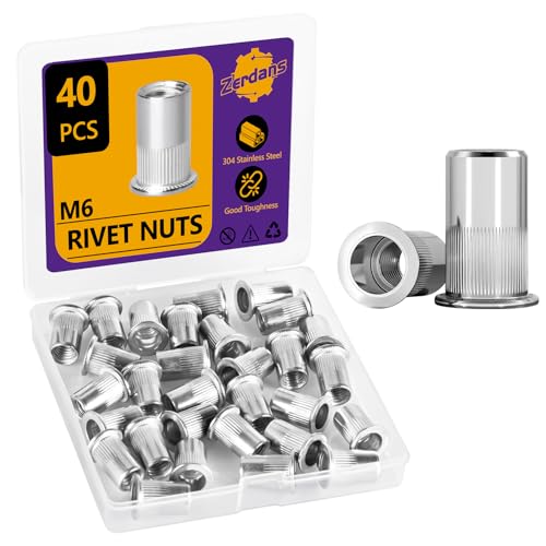 40 Stück Nietmuttern M6, A2 V2A Edelstahl Blindnietmuttern, Runde Flachkopf Einnietmuttern mit Gewinde, Nietmuttern Edelstahl für Metallplatten Rohre usw. 40 Stück Nietmuttern M6, A2 V2A Edelstahl Blindnietmuttern, Runde Flachkopf Einnietmuttern mit Gewinde, Nietmuttern Edelstahl für Metallplatten Rohre usw. von ZerDans