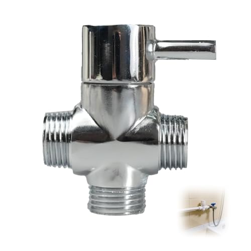 Umstellventil, 2-Wege, 1/2 Zoll Ag auf 1/2 Zoll Ag, Sanitärventil aus Messing und glänzendem Chrom, mit drehbarem Griff zur Kontrolle des Wasserflusses – 180 g Umstellventil, 2-Wege, 1/2 Zoll Ag auf 1/2 Zoll Ag, Sanitärventil aus Messing und glänzendem Chrom, mit drehbarem Griff zur Kontrolle des Wasserflusses – 180 g von Zerabidpro