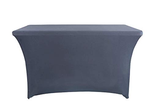 Zerci Stretch-Tischdecke, 180 cm, rechteckig, Spandex, volle Länge, für Standard-Klapptische, Hochzeitsdekorationen, Catering-Zubehör und Urlaubsparty, grau, 183 cm von Zerci