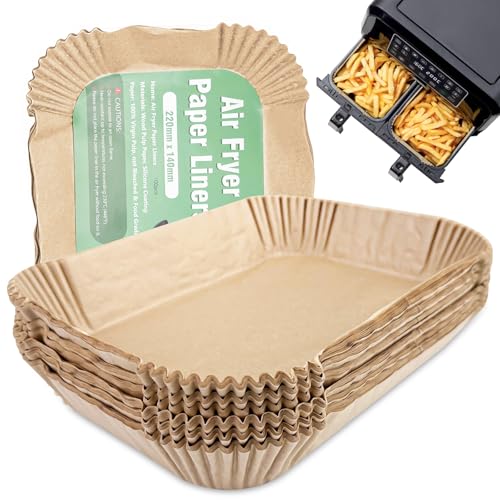 Zeripikfoasp 200 Stück Backpapier für Heißluftfritteuse 22 × 14 × 4.5cm, Airfryer Backpapier Rechteckig BPA-Freies Air Fryer Zubehör, Baking Paper for Hot Air Fryer für Ofen, Mikrowelle und Backen von Zeripikfoasp