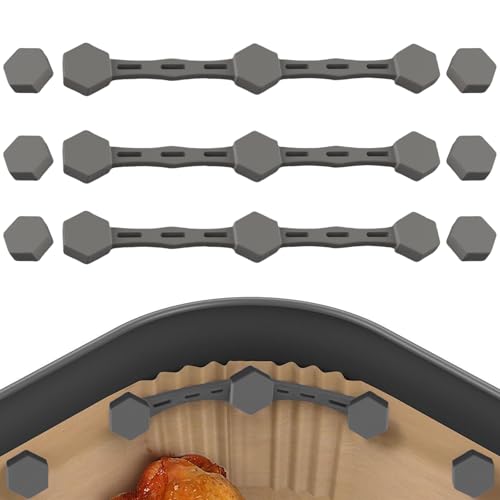 Zernblend 3er-Set Magnet Silikonschnalle für die Luftfritteuse zum Festhalten von Pergamentpapier, Silikon Magnetschnalle für Luftfritteuse, Airfryer (Grau) von Zernblend