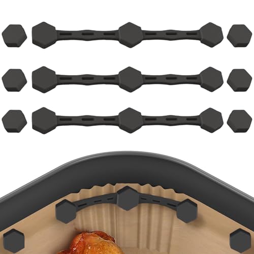 Zernblend 3er-Set Magnet Silikonschnalle für die Luftfritteuse zum Festhalten von Pergamentpapier, Silikon Magnetschnalle für Luftfritteuse, Airfryer (Schwarz) von Zernblend