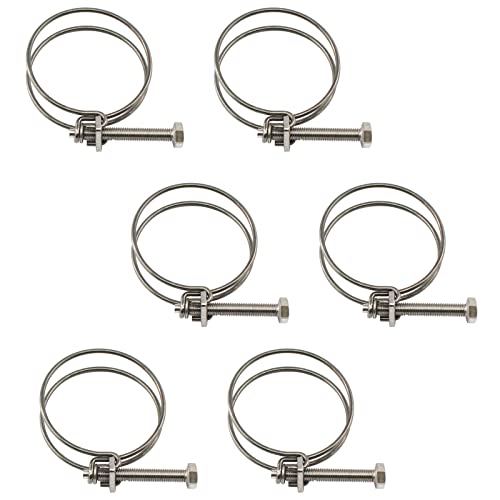 (6 Stück) 40–45 mm Doppeldraht-Schlauchschellen, Rohrschellen, 304 Edelstahl-Schlauchschellen von Zerniple