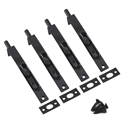 10,2 cm Edelstahl verdeckte Türschloss bündig Schieberiegel Bolzen mit Schrauben schwarz (4 Stück) von Zerniple