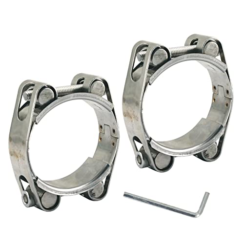 75–85 mm, robuste T-Schrauben-Schlauchschelle aus 304 Edelstahl, Doppelkopf, doppellagig, Schlauchklemmen, Bandbreite 20 mm (2 Stück mit Schraubenschlüssel) von Zerniple